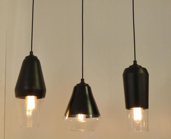 Modern DIY Glass Hanging Pendant Light in Black Color