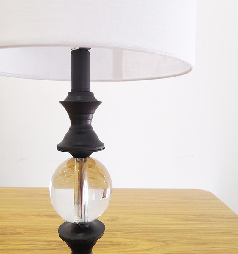 Modern Crystal Bedside Table Lamp with White Lampshade for Hotel