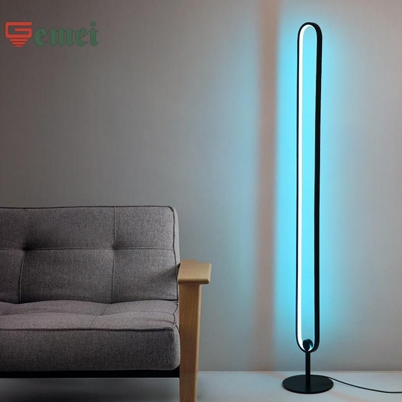Black Simple Metal U-Shaped Floor Lamp Lighting Light LED Decoration Lamp
