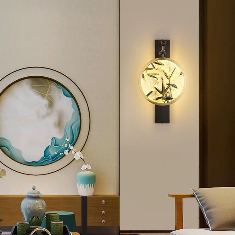Copper Enamel Color Wall Lamp Chinese Style Light Luxury Living Room Corridor Bedside Light