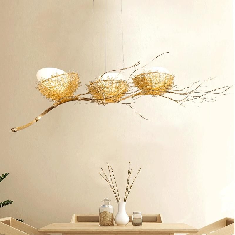 Gold Aluminium Steel Bird Nest Pendant Light Lamp Loft Industial White Glass Egg Suspension Light (WH-VP-152)