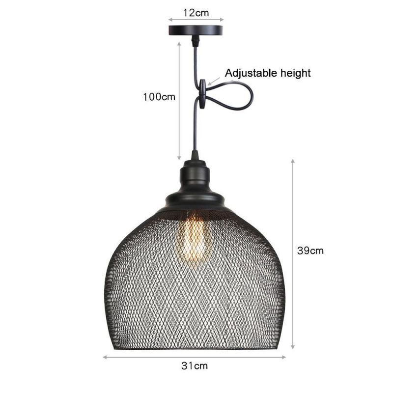 Nordic Industrial Modern Decoration Retro Hanging Pendant Light Black Iron Cage Pendant Lamp