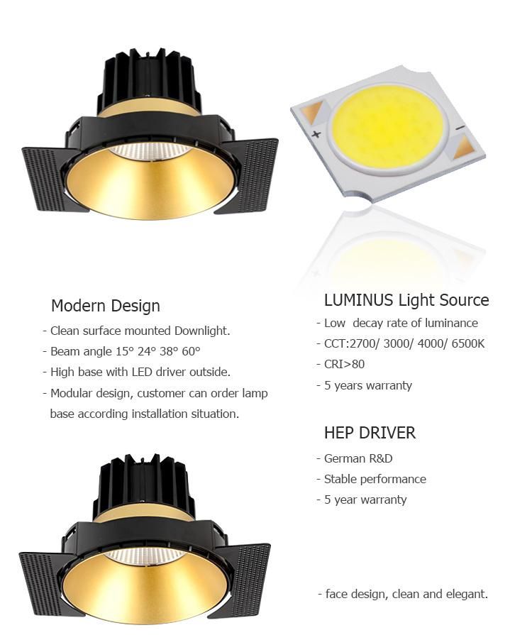 LED Fixed Spotlight Anti Glare 10W COB Spot Matt White 4000K Down Light for House Downlight Wallwasher