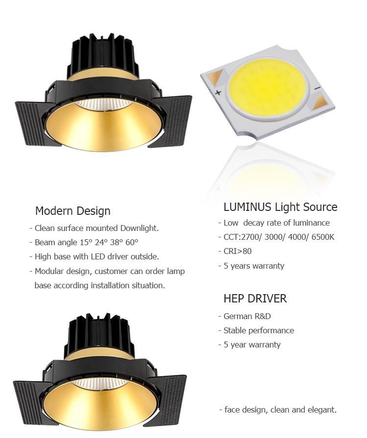 LED Fixed Spotlight Anti Glare 10W COB Spot Matt White 4000K Down Light for House Downlight Wallwasher