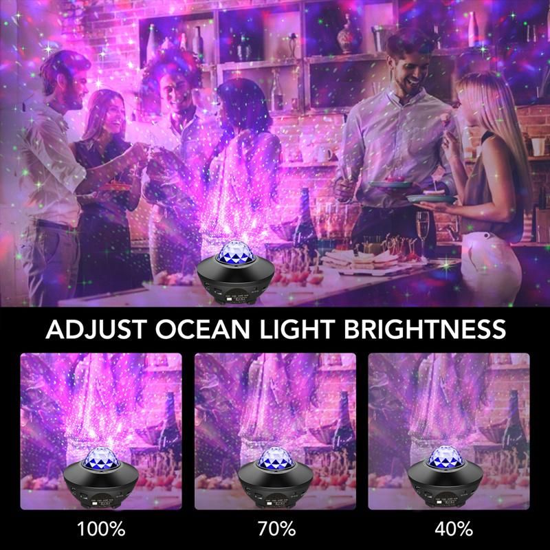 LED Star Projection Light USB Bluetooth Romantic Fantasy Rotating Atmosphere Light Voice-Controlled Ocean Starry Night Light