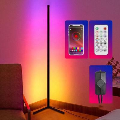 Tube Light New Design Black RGB Remote LED Corner Floor Lamp for Living Room Decoration