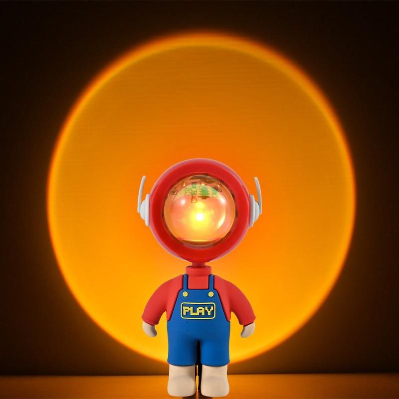 Rechargeable Atmosphere Romantic Modern Cute Robot Rainbow Sunset Projector Night Light Sunset Table Lamp