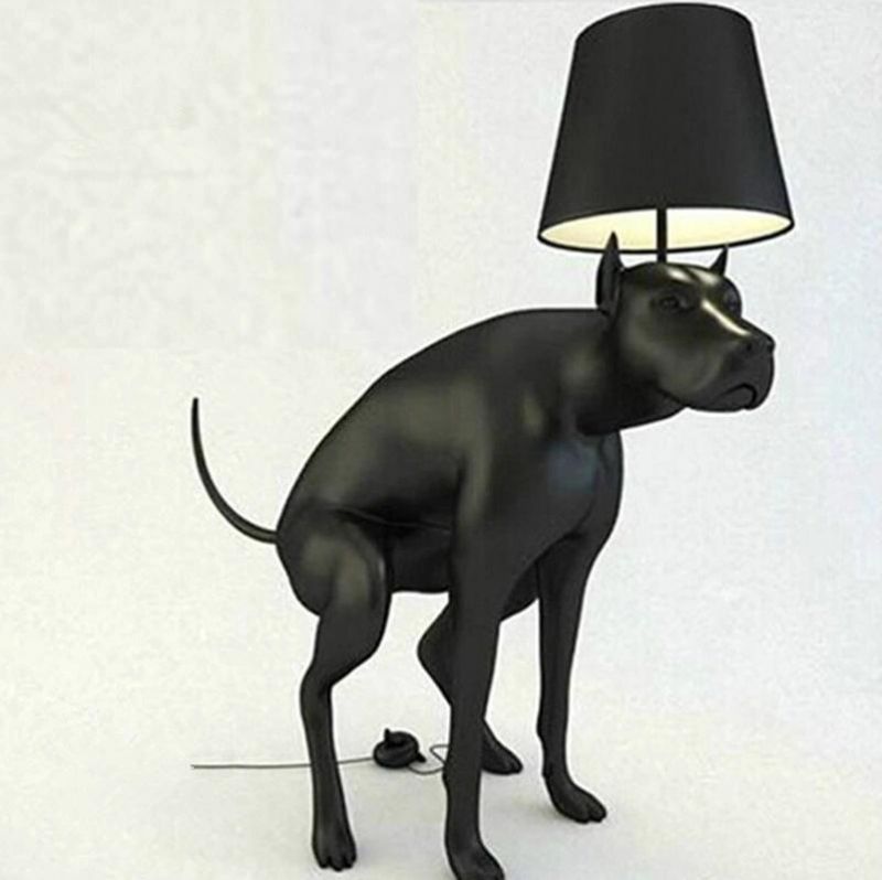 Contemporary Dog Floor Lamp Resin Black Dog Animal Scandinavian Floor Lamp (WH-VFL-15)