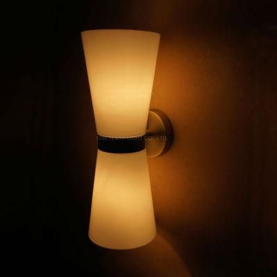 Custom IP44 Bathroom Tapered Glass Shade Mirror Fluorescent Wall Light