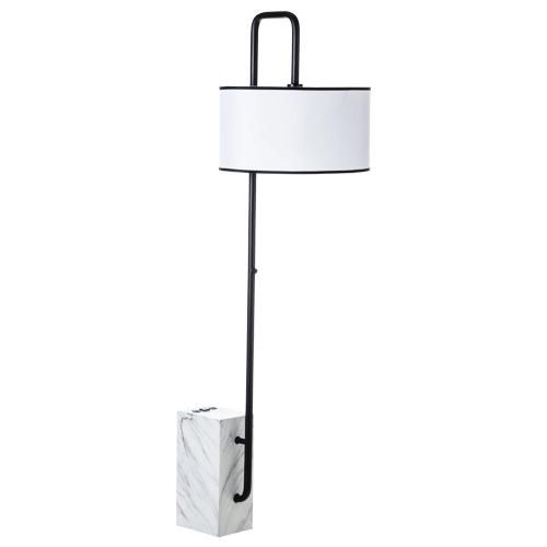 Powder Coated Metal Central Rod and Marble Metal Base Floor Lamp.