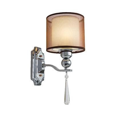 Home Decor Us Style E27 Indoor Single Head LED Wall Lamp Fabric Retro Bedroom Bedside Living Room Background Metal Wall Lamps