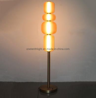 Metal Body in Brass and Frosted Glass Shade Floor Lamp