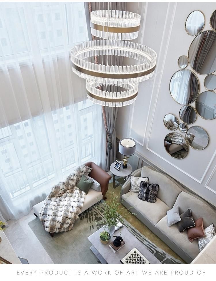 Custom Crystal Crystal Ring LED Pendant Light for Bedroom Dining Room
