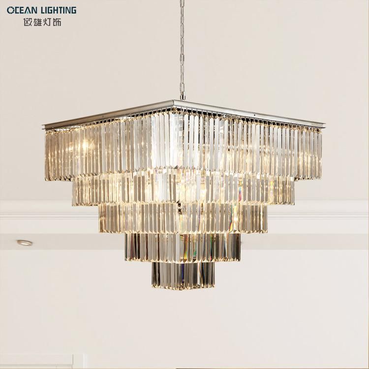 Indoor Suspension LED Lamp Pendant Light Hanging Crystal Chandelier