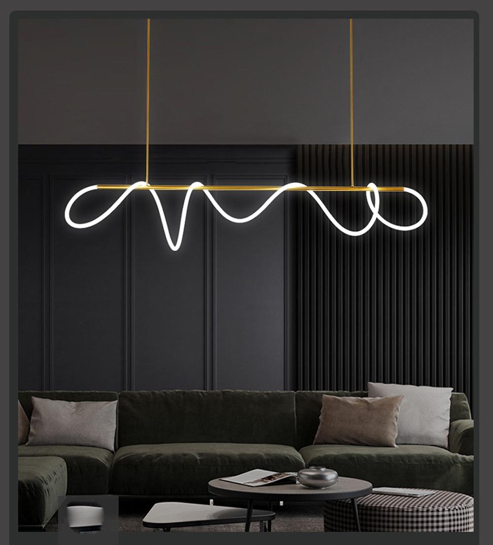 Nordic Postmodern Minimalist Light Luxury Strip Restaurant Chandelier Designer Simple Bar Living Room Line Note Chandelier