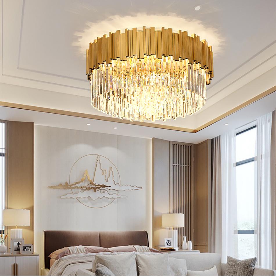 Modern LED Crystal Chandelier Luxury Gold Stainless Steel Lustres ceiling Lighting (WH-CA-53)