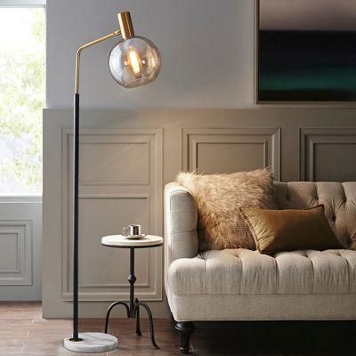 Modern LED Standing Light Living Room Bedroom Study Glass Lamp Black Gold White Metal Marble Floor Lights (WH-MFL-92)