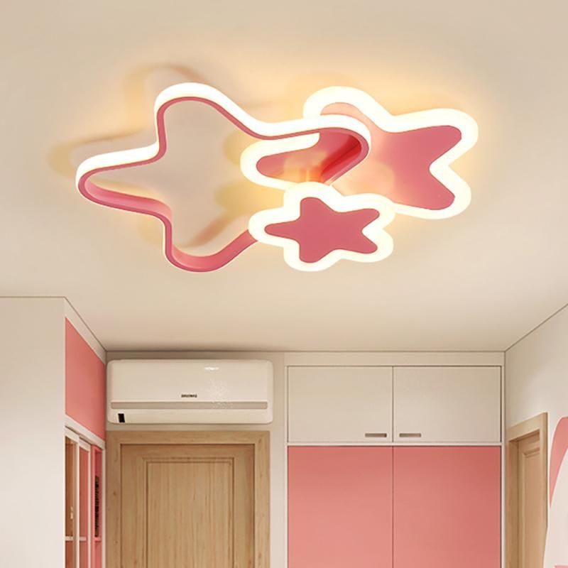 Cute Star Design Pink Color Kid Children Bedroom Lamp Ceiling Lamp