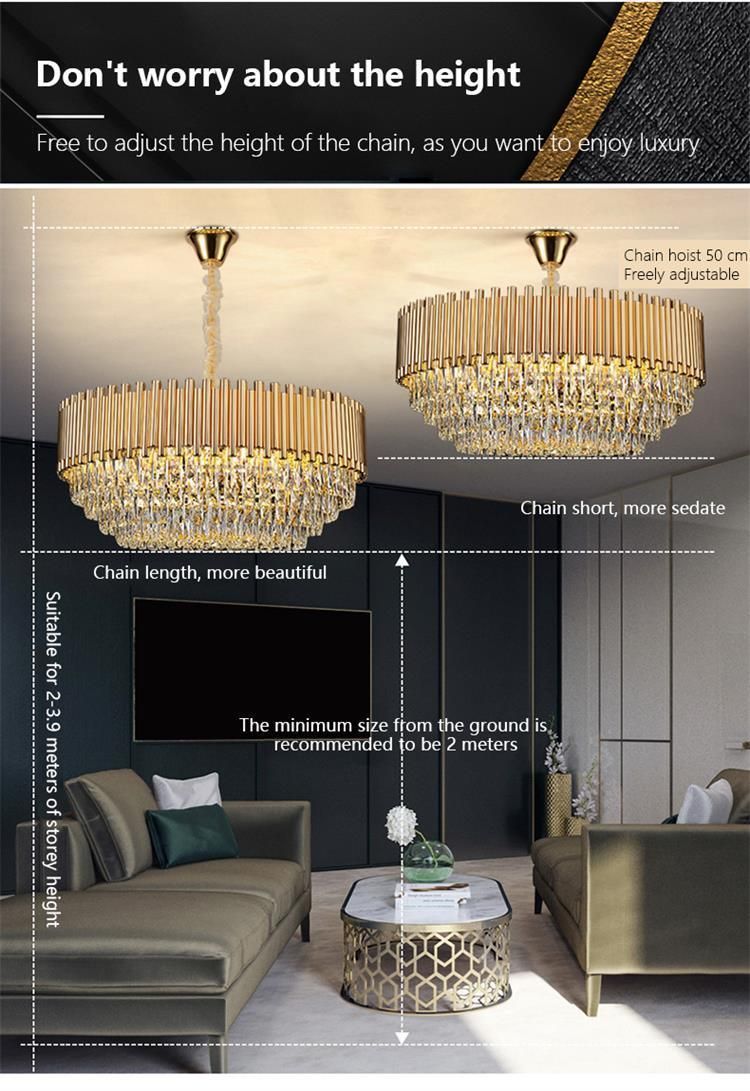 Wholesale Modern Indoor Luxury Art Design Pendant Gold K9 LED Crystal Chandeliers Light