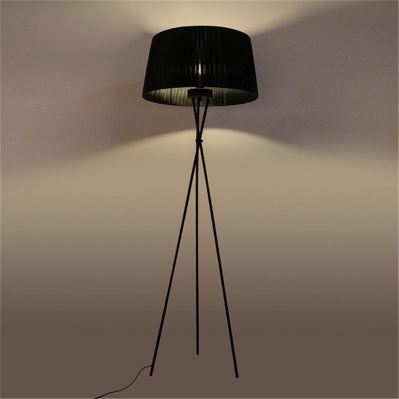 Modern Home Deco Luminaria Iron Tripod Fabric Lampshade Simple Standing Lamp Floor Light