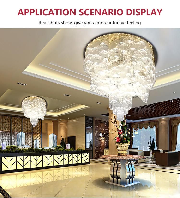 Large Lamp Stair Glass Modern Luxury Hotel Banquet Hall LED Chandelier Light