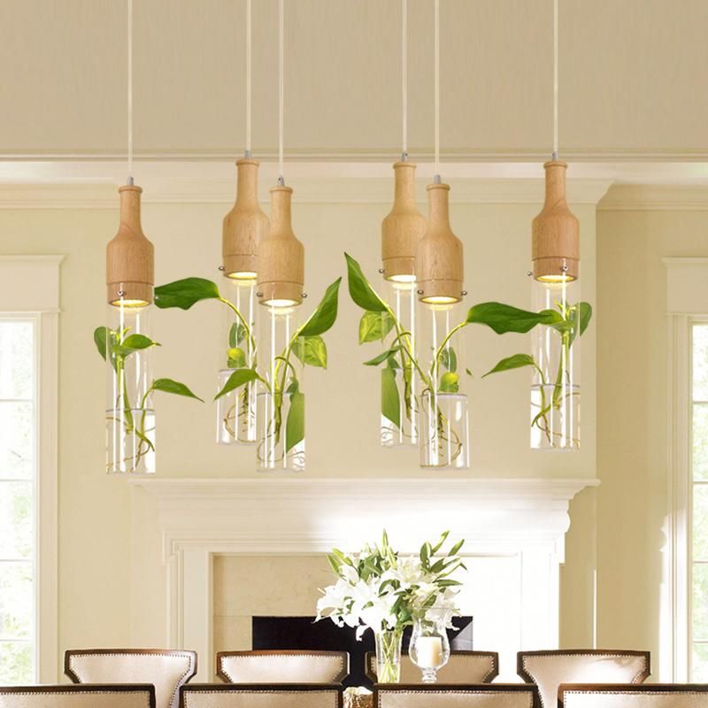 LED Creative Restaurant Bar Counter with Aquatic Plant Garden Pendant Lamp
