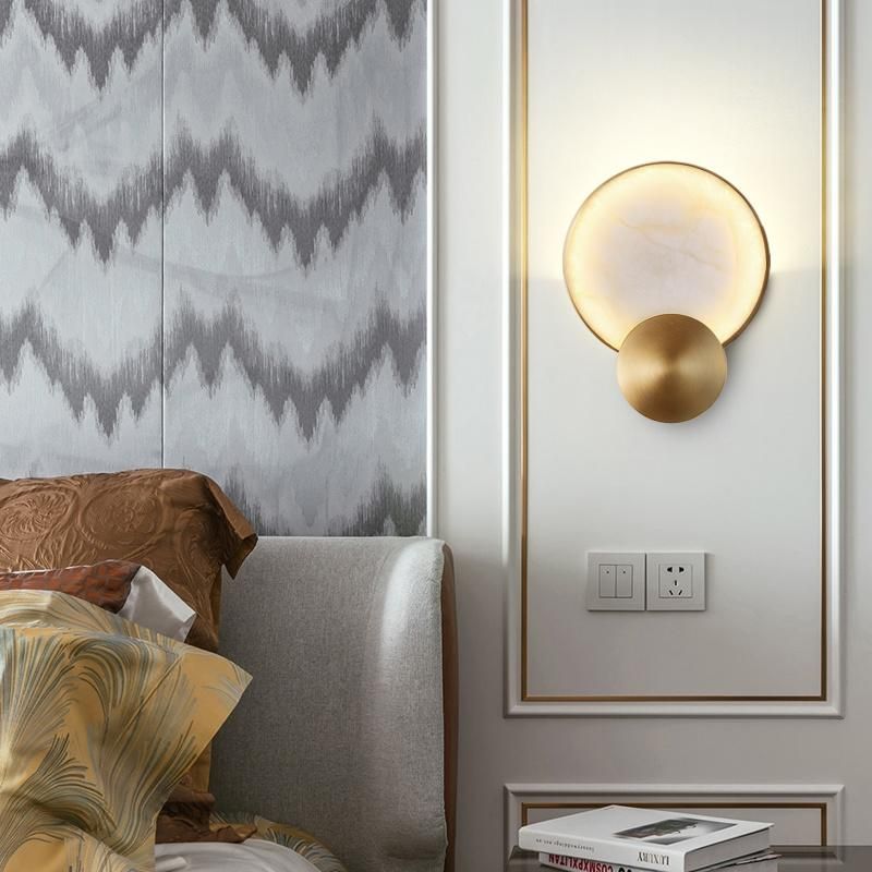 Modern Round Marble LED Wall Lights Living Room Bedside Lighting Fixtures (WH-OR-58)