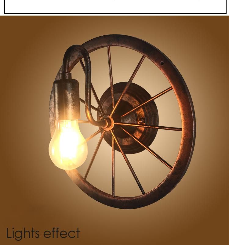 Retro Industrial Restaurant Bar Wall Cafe Corridor Lamp Wheel Wall Lamp (WH-VR-38)