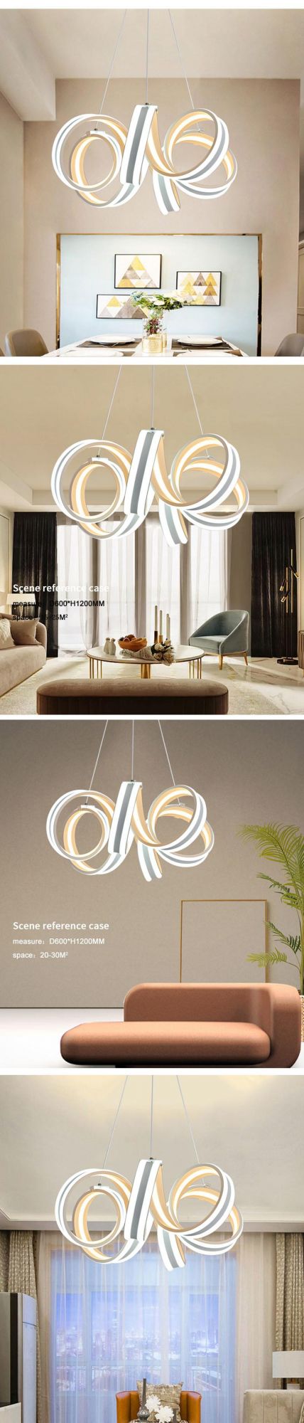 2021 New Soft DIY Curve Modern Home Lamp LED Ceiling Hanging Chandelier Pendant Light