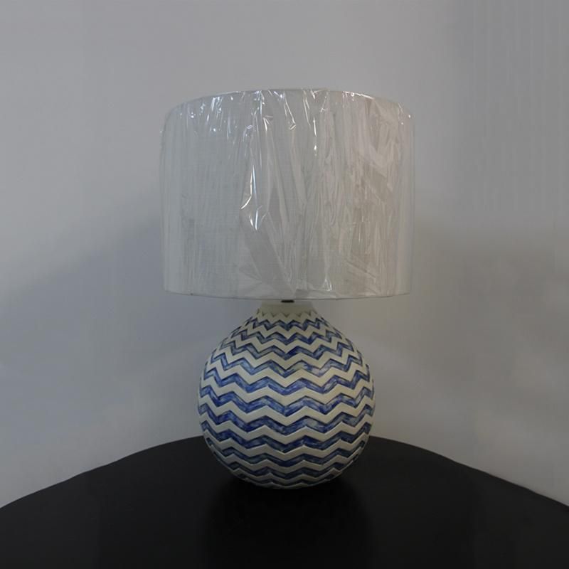 Resin Lamp Body with White Acrylic Fabric Lamp Shade Table Lamp.