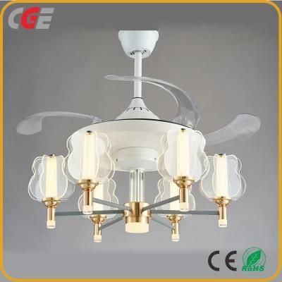 Decorative Lighting Energy Saving Hidden Invisible Folding Blade Modern Ceiling Fan with LED Light