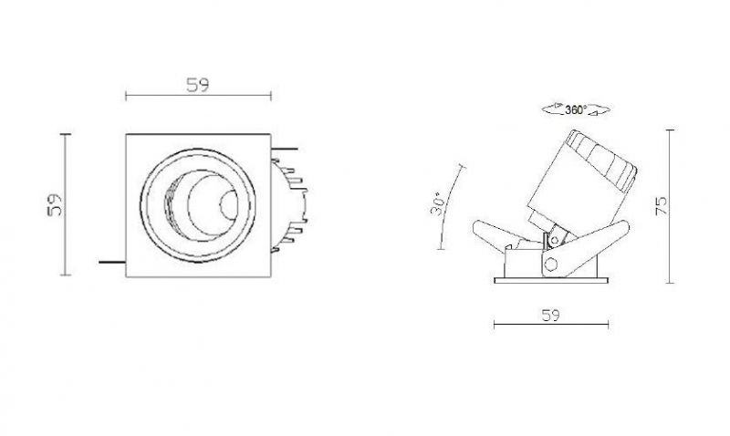 GU10 Square Die Casting Aluminum LED Recessed Profile Spotlight