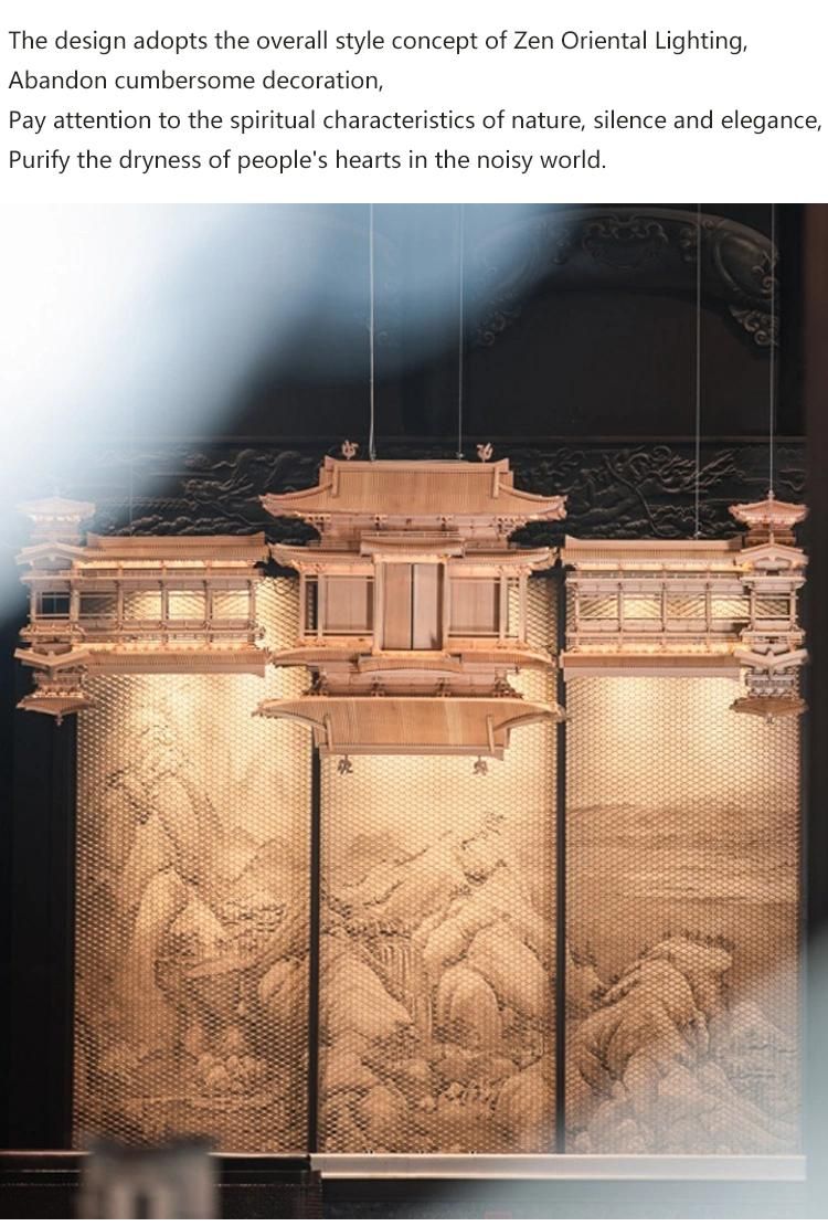 Large-Scale Custom Project Hotel Business Center Wooden House Chandelier