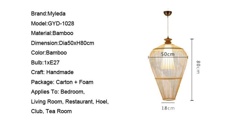 Bamboo Lantern Wood Decoration Hanging Light Fixture Chandelier