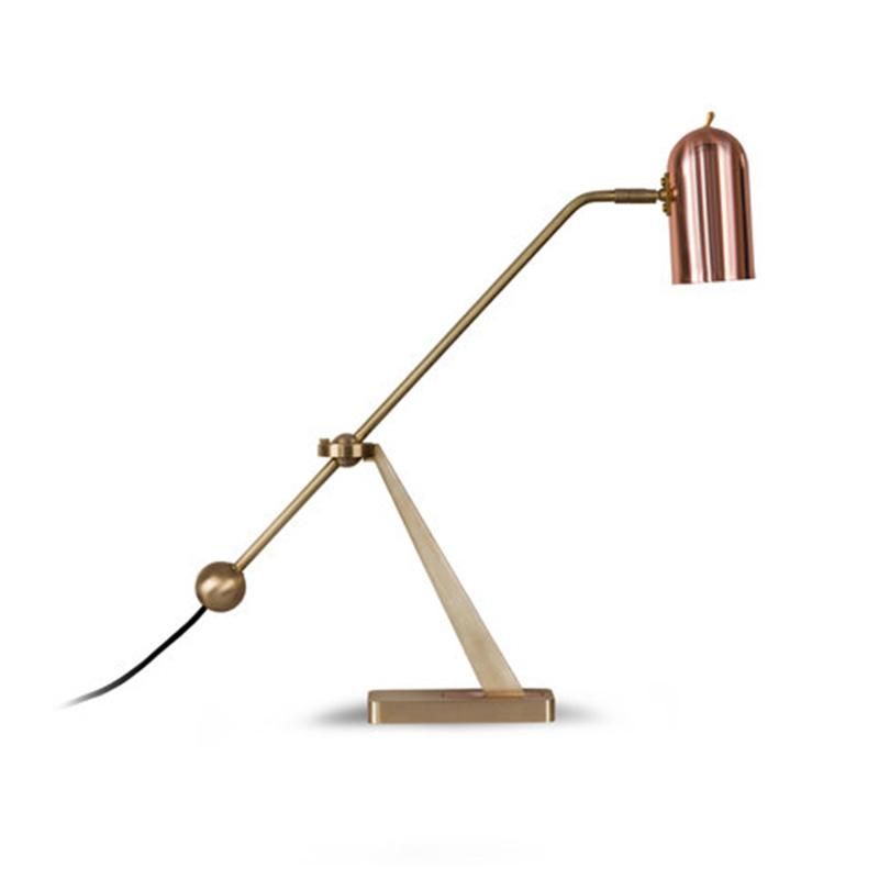 Adjustable Angle Table Lamp Vintage Style Golden Bedside Lamp LED