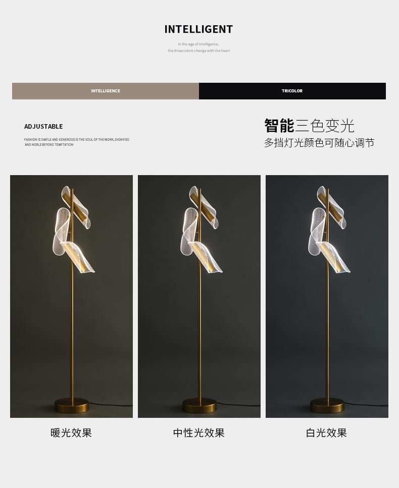 Gold Simple Nordic LED Floor Lamp for Study Living Room Bedroom Decoration Vertical Minimalist LED Floor Lamp (WH-MFL-98)