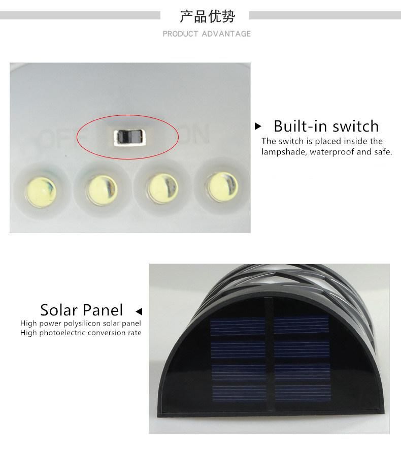 LED RGB Solar Wall Lamp Outdoor Waterproof Garden Courtyard Four Color