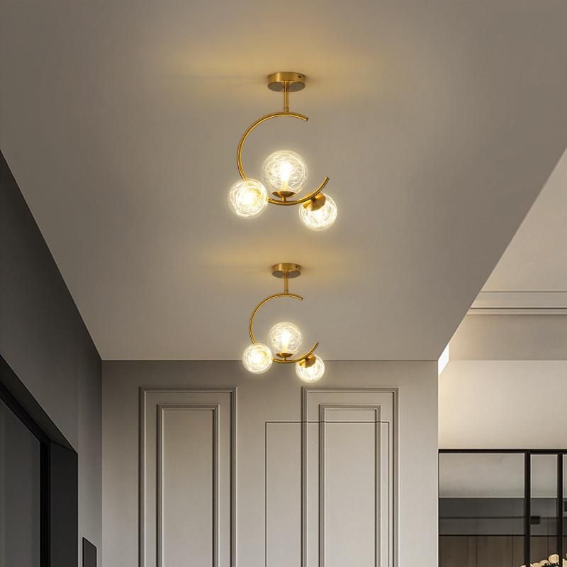 Golden Transparent Lampshade Chandelier Pendant Lamp Ceiling Lamp Living Room Lamp