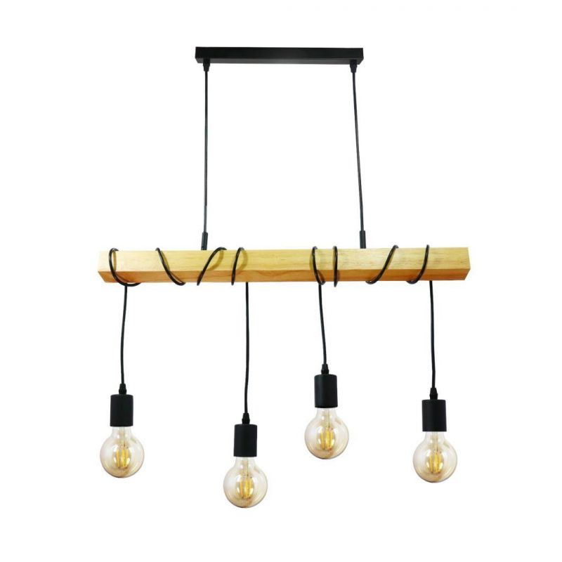 Modern Chandelier 3/4/6 Lights Wooden Ceiling Light Globe Pendant Light Fixture for Indoor Living Room Cafe