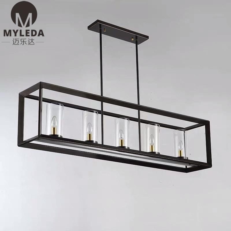 Industrial Light Kitchen Dining Table Black Glass Pendant Light