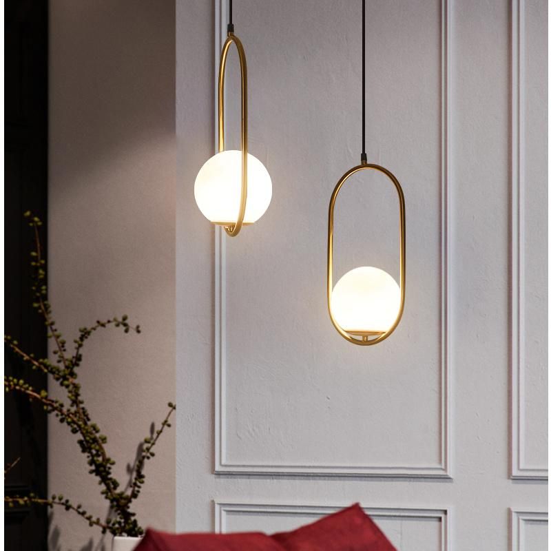 Nordic Glass Ball Pendant Light Gold Modern LED Chandelier Hanging Lamp
