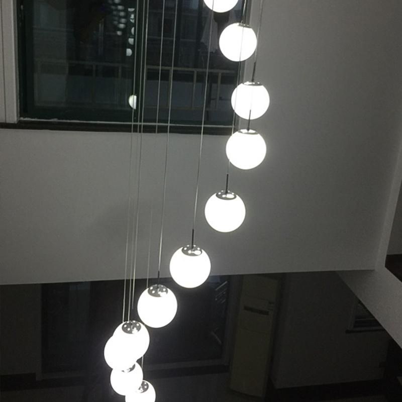 White Hurricane Glass Pendant Lights for Indoor Home Stairs Lighting (WH-GP-12)