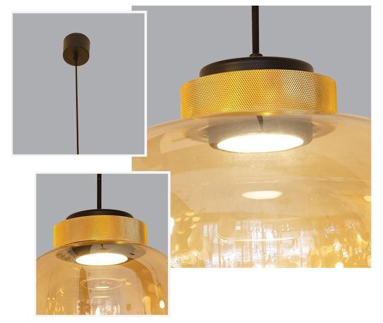 Guzhen Designer Lighting Amber/Smoky/White Glass Round LED Modern Lighting