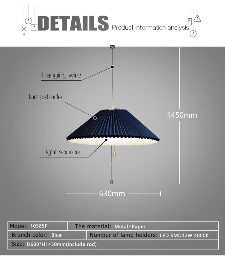 Hanging Contemporary Indoor Modern Decorative LED Paper Pendant Light