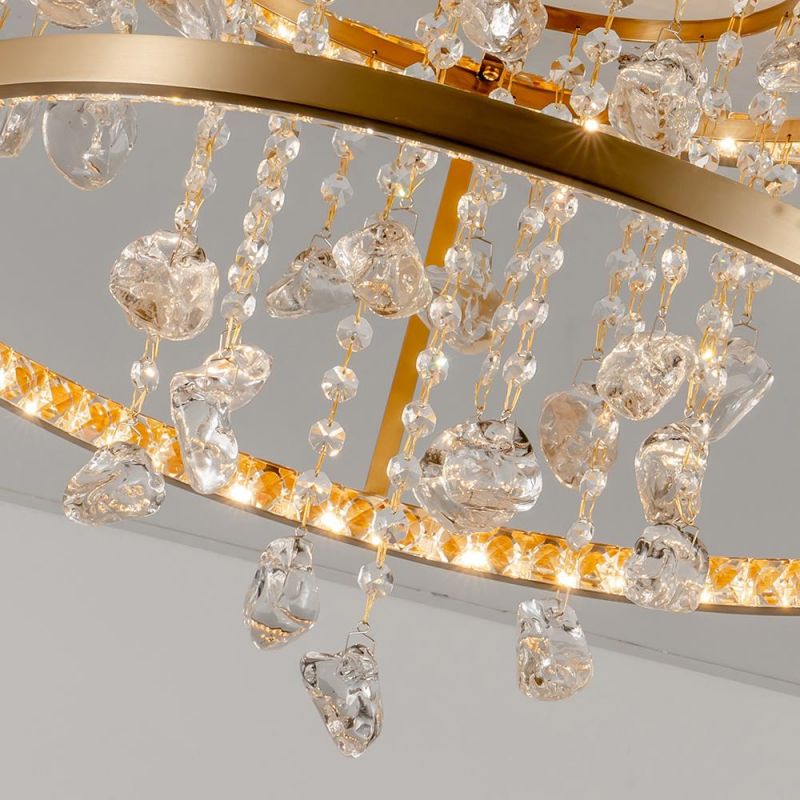 Copper Modern Chadelier Living Room Bedroom Crystal LED Brass Ceiling Light (WH-CA-70)