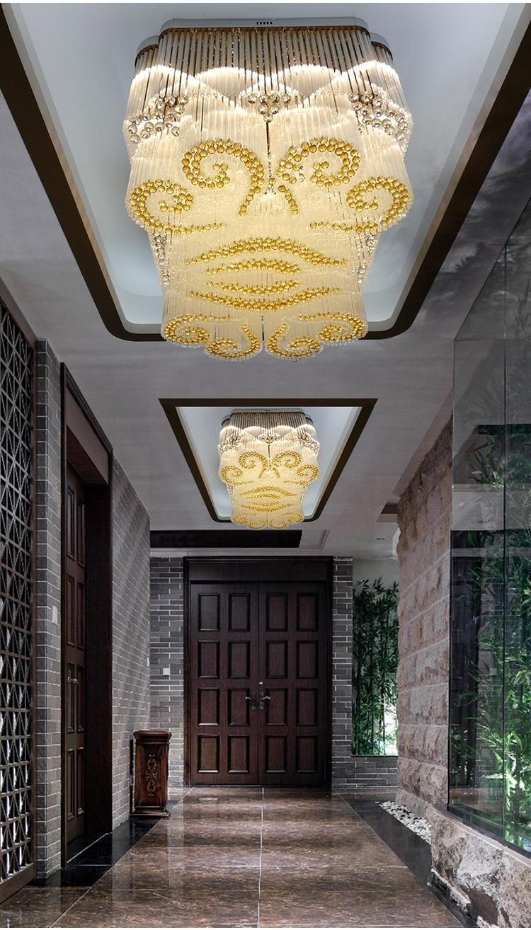Factory Direct Sale Villa Hotel Commercial Gold Large Luxury Custom Engineering LED Ceiling Chandelier