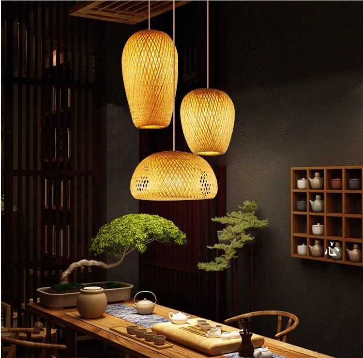 Chinese Hand Knitted Bamboo Art Pendant Lights Restaurant Caf Loft Hanging Pendant Lamp Fixture (WH-WP-37)