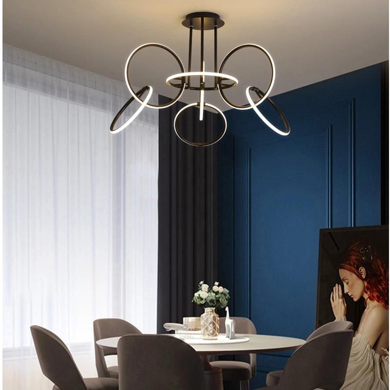 Circle Metal Ceiling Light Luxury Dining Room Lamp Canteen Livingroom Light