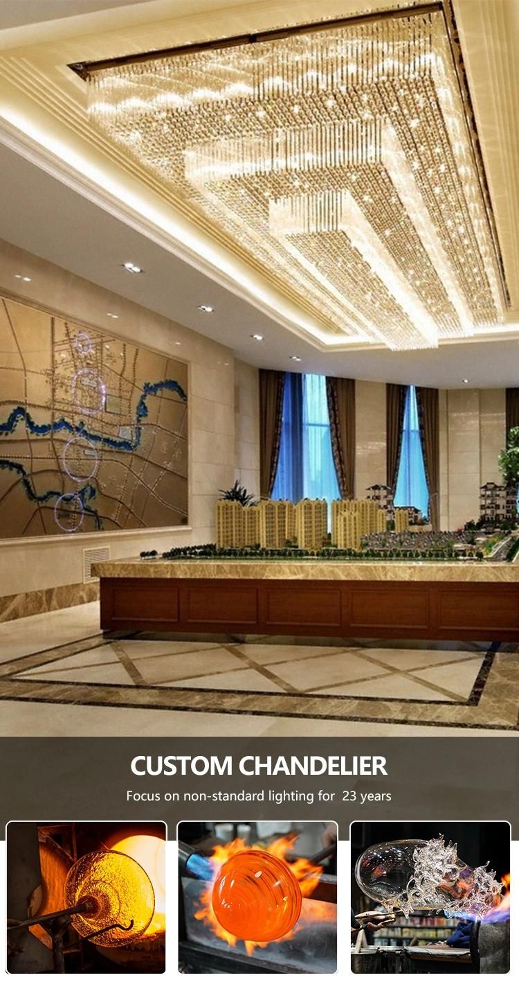 Decor Luxury Chandelier Hotel Lobby Show Room Stainless Steel Large Vintage Ceiling Lighting