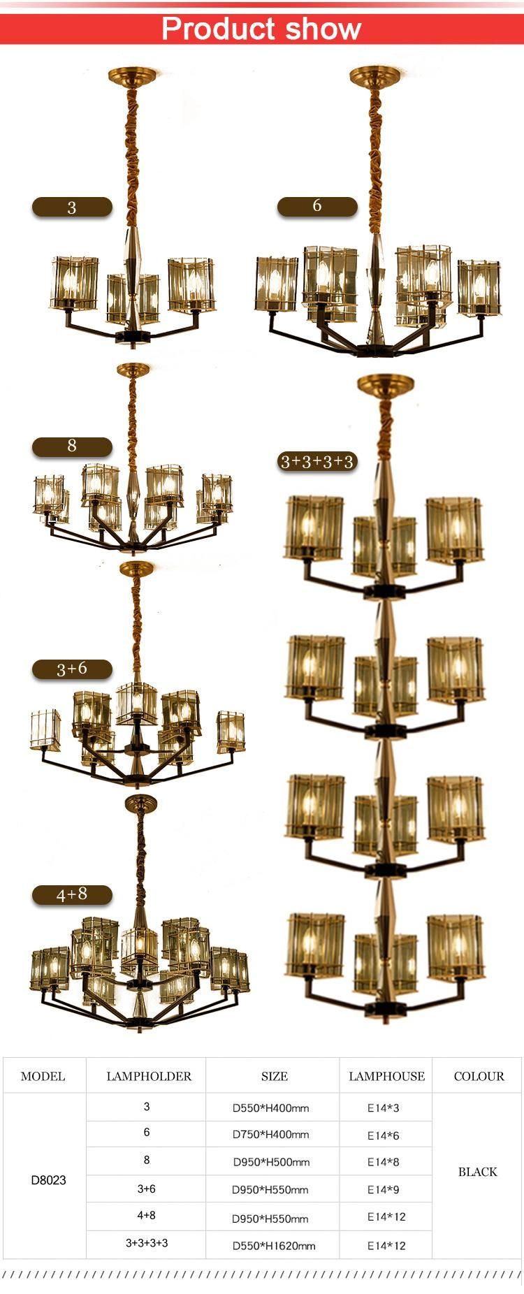 Amber Glass Hotel Pendant Lighting Modern Decorative Chandelier